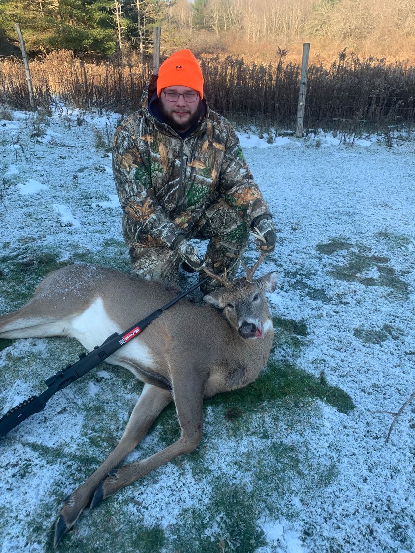 Kevin Forrest, Sidney Center, harvested this 6-point buck on opening day of rifle season on Searles Hill Road in Bainbridge.